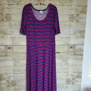 LuLaRoe 2XL Anna - Blue Red Purple Teal Design